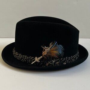 Vintage Men's KNOX Twenty NY Black Felt Fedora Hat Sz 7